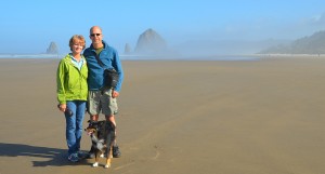 Curt, Mary & Riva on Cannon Beach, Oregon