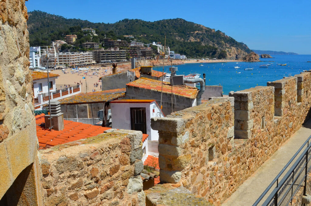 City wall and beach in Tossa de Mar, Spain