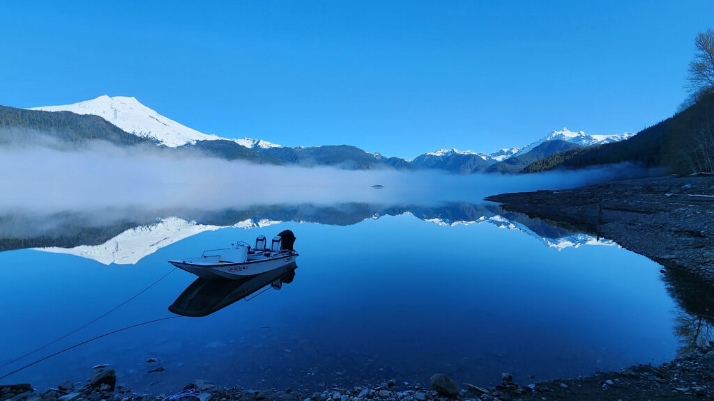 Baker Lake and mountains in early morning light